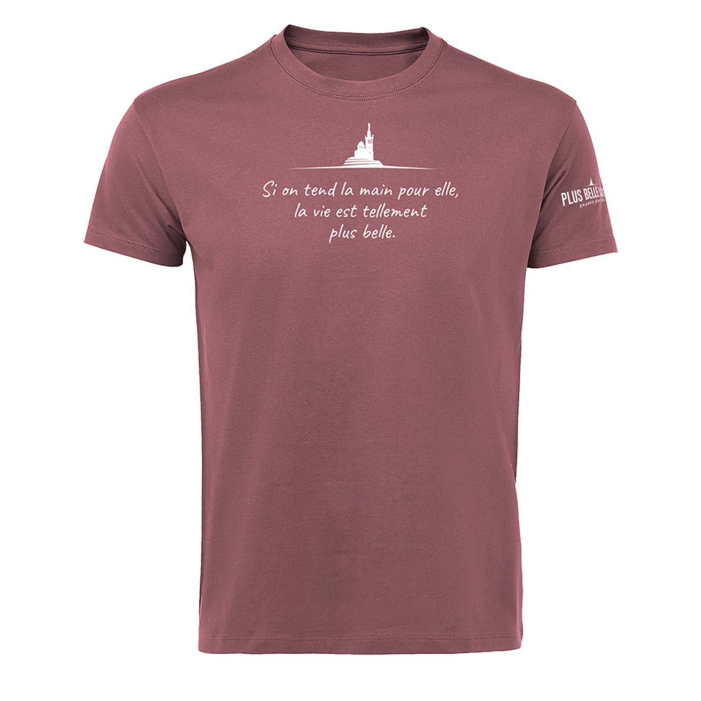 T-shirt vieux rose Plus Belle La Vie (citation)