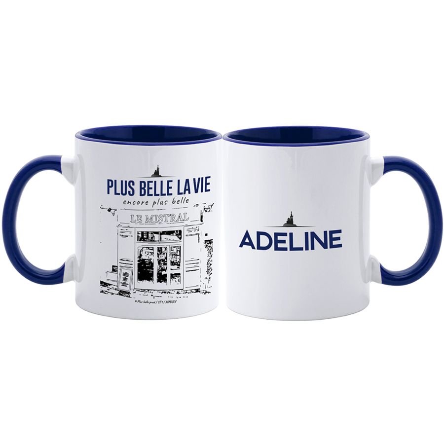 Mug Plus Belle La Vie intérieur bleu – Le Mistral à personnaliser