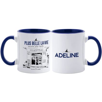 Mug Plus Belle La Vie intérieur bleu – Le Mistral à personnaliser