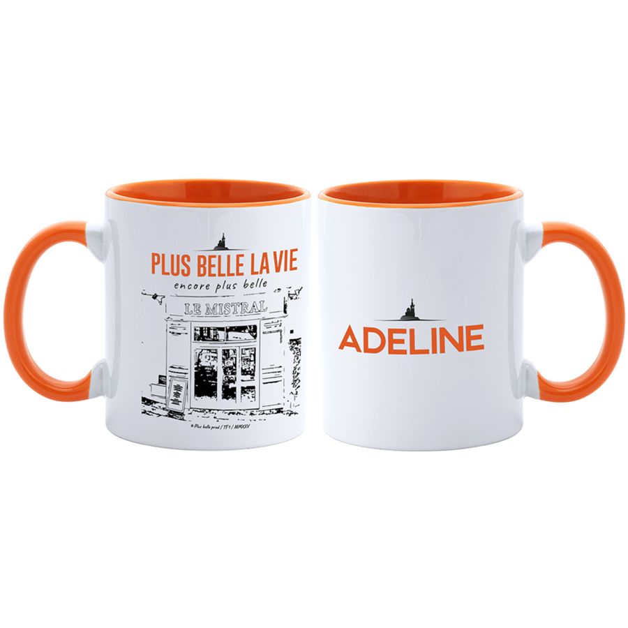 Mug Plus Belle La Vie intérieur orange – Le Mistral à personnaliser